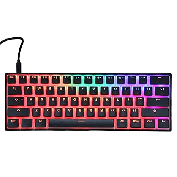 QESTO Nieuwe Mechanische Gaming Toetsenbord, 61Key Gaming Mechanische Toetsenbord Bedraad TypeC LED Backlight Computer Toetsenbord LED Backlight RGB Licht USB Toetsenbord